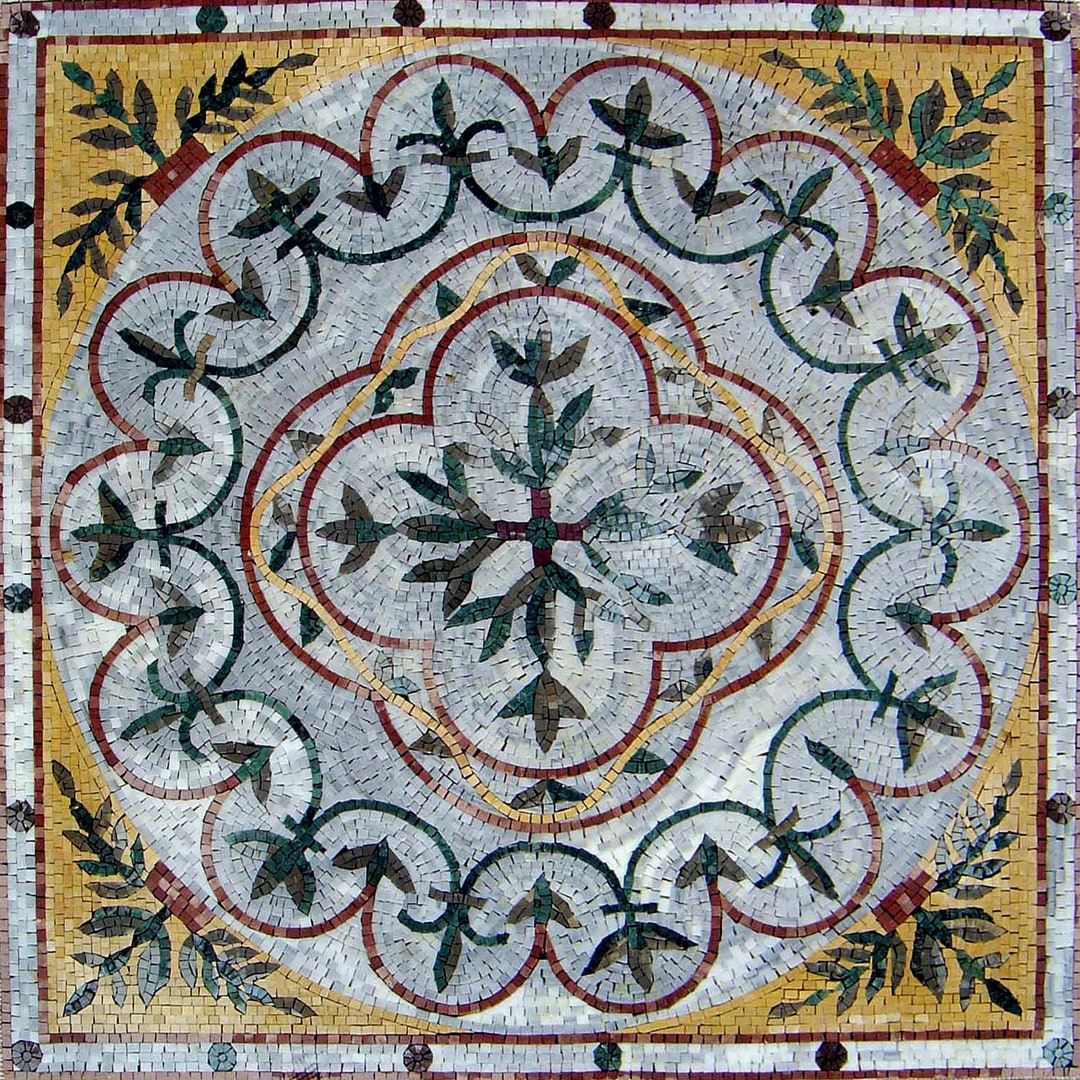 Botanical Marble Mosaic Tile Medallion: 40