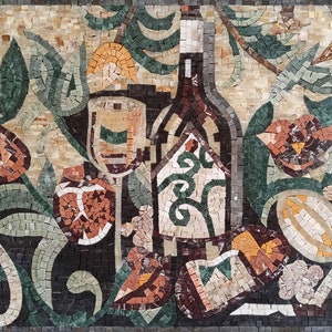 MOSAIC KITCHEN BACKSPLASH -Tuscan Still-Life Scene with Lemons Mosaic Wall Art