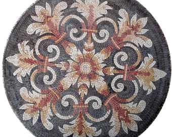 Timeless Blooms - Round Mosaic - Floral Marble Mosaic Medallion Art Stone - Customization available