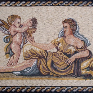 Cupid and Venus Mosaic Tile Mural: Handmade Marble Art - Etsy