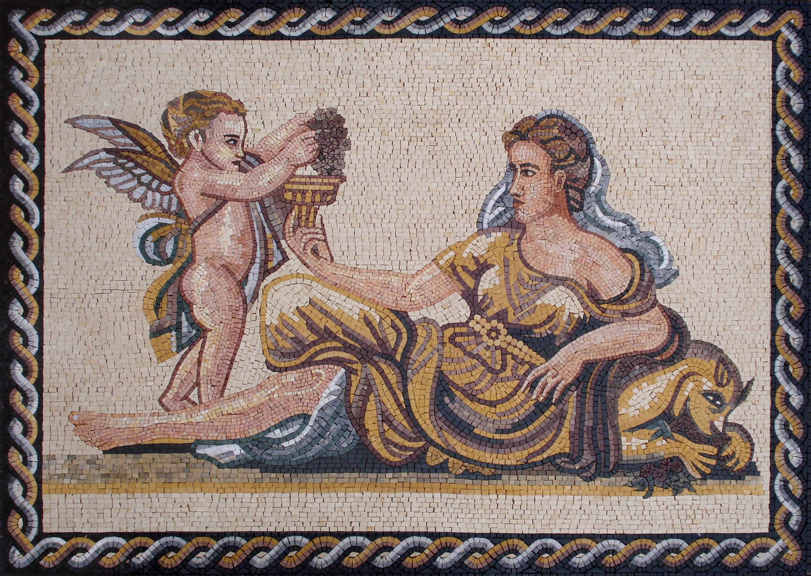 Cupid and Venus Mosaic Tile Mural: Handmade Marble Art - Etsy