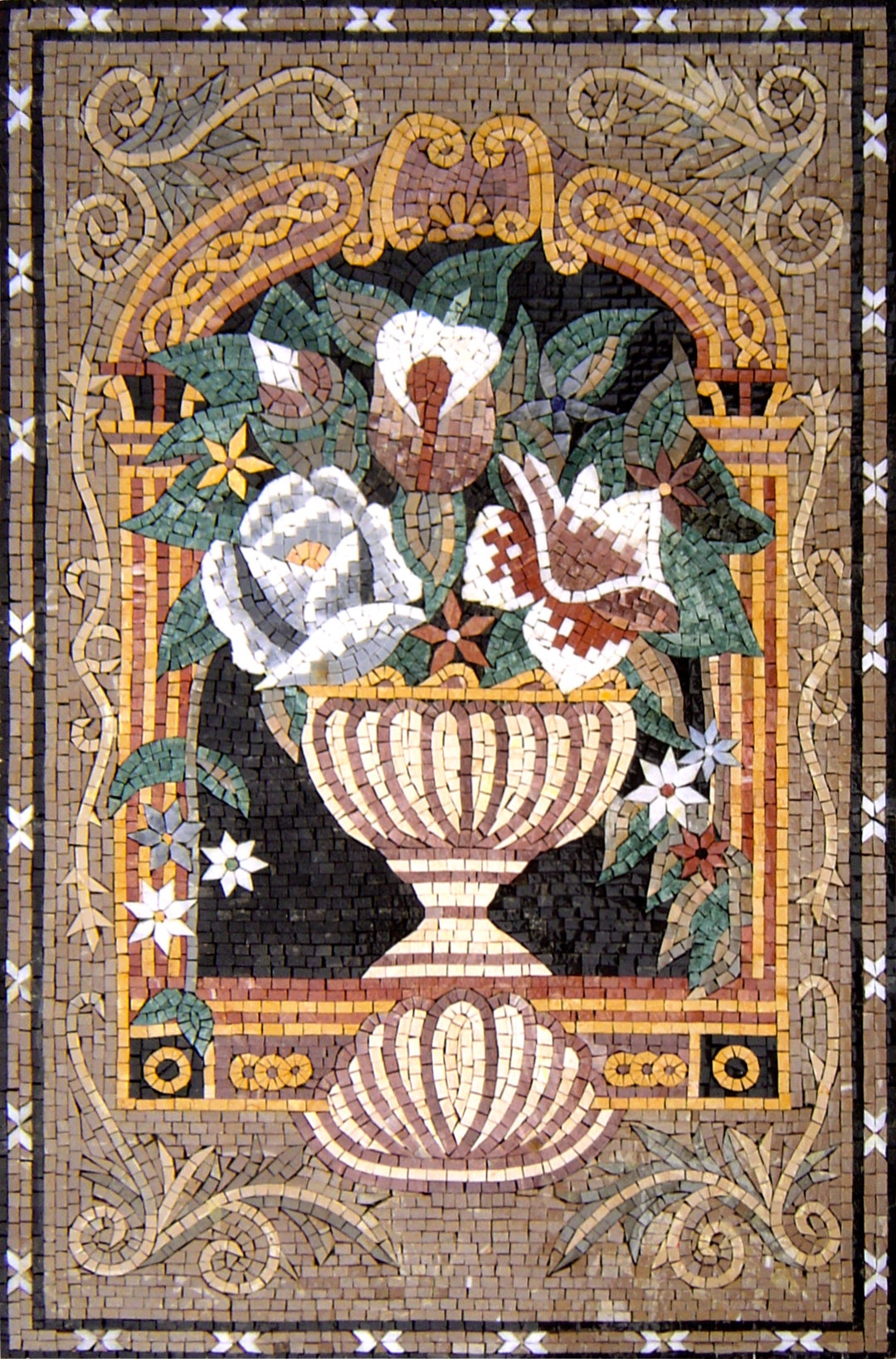 36" Handmade Marble Mosaic Flower Rose Vase Wall Art Home Décor - Etsy ...