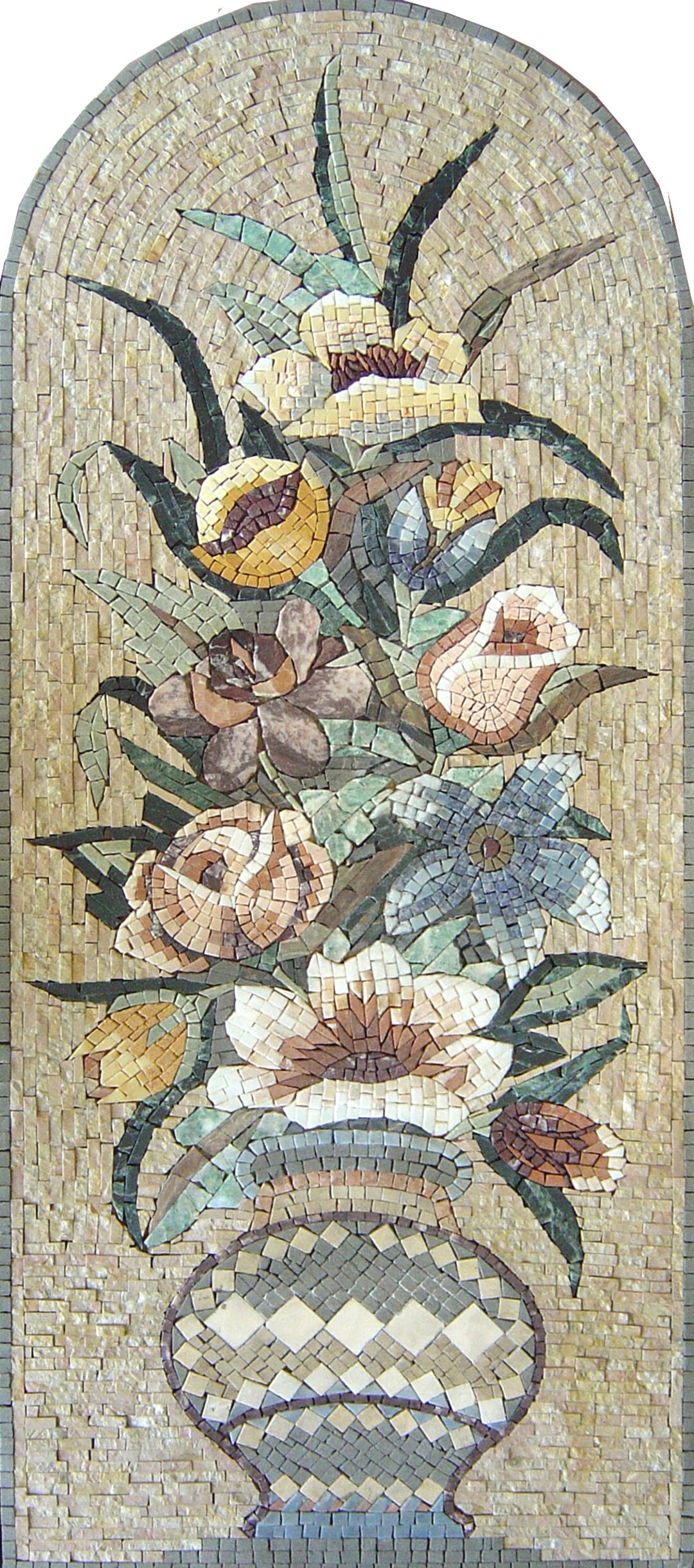 Handmade Marble Mosaic Flower Art: Vertical Wall Decor - Etsy