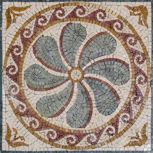 Handmade Floral Marble Mosaic Tile Backsplash (24”x 24")
