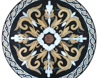 Enhance Your Space with a 32-Inch Handmade Colorful Decorative Medallion - Vibrant Marble Mosaic Art Tile Decor - Customization available