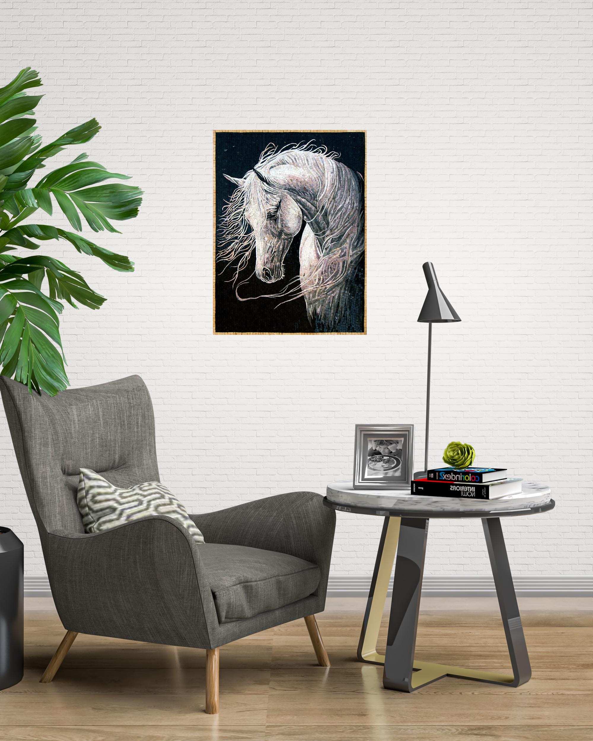 Mural de mosaico de retrato de caballo hecho a mano: decoración de ...