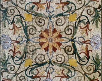32" Handmade Marble Mosaic Square Floor Interior Home Décor Art Tile Stone.