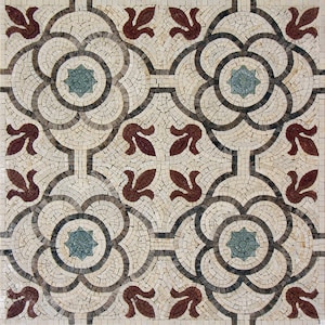 Burgundy and White Seamless Patterned Marble Mosaic Tile Art.