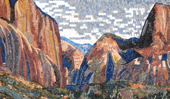 Handmade Mountain Mosaic Tile Art: Stone & Marble Wall Decor (58