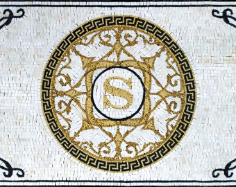 Handmade Marble Medallion Rug: Natural Stone Mosaic Art (52” x 30”)