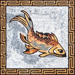 GOLDFISH ART TILES | Mosaic Tiles For New Home Kitchen And House Warming | Goldfish Artwork Backsplash For Kitchen Wall Decor