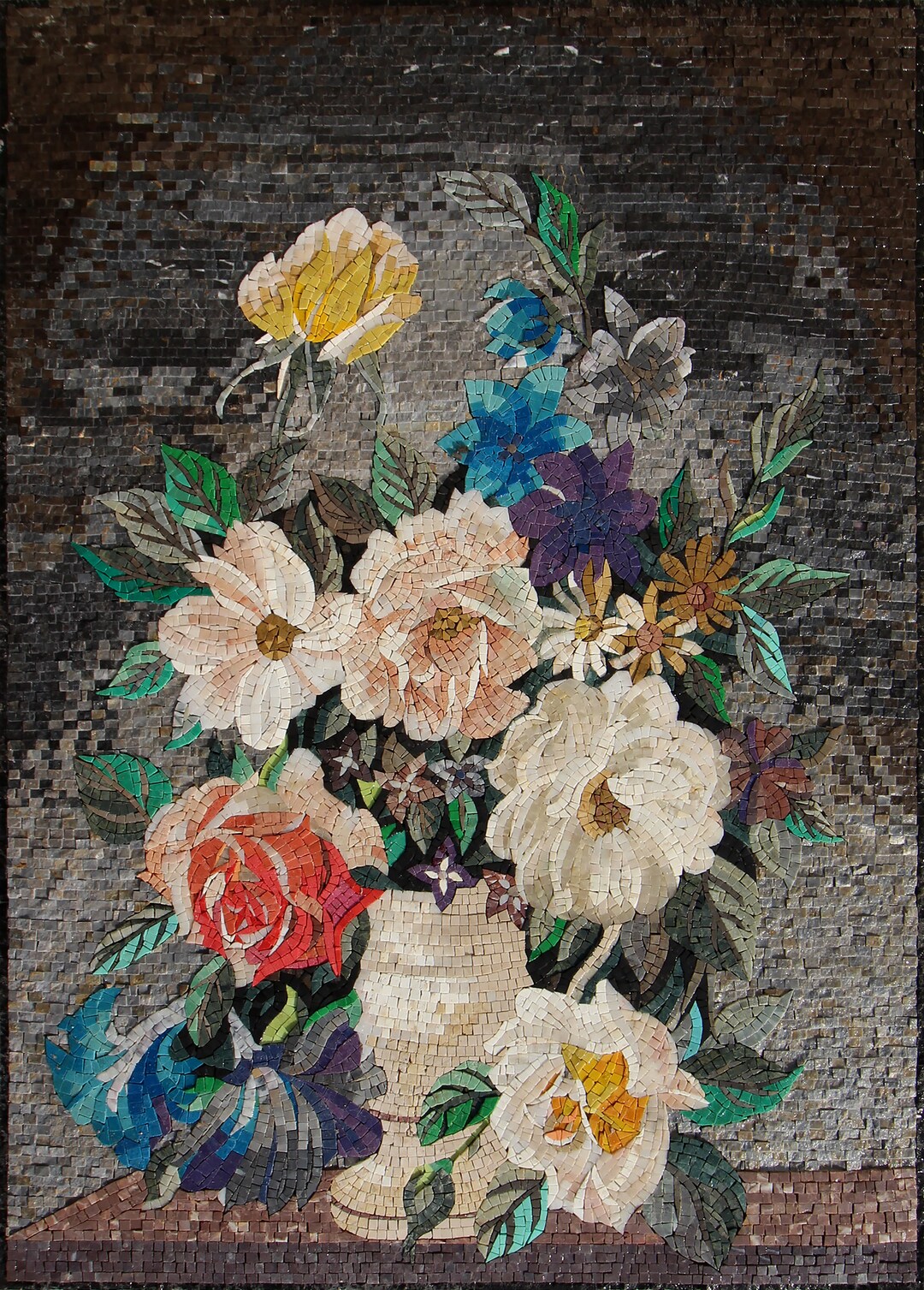 Handmade Marble Mosaic Art: Vertical Flower Vase Wall Decor - Etsy