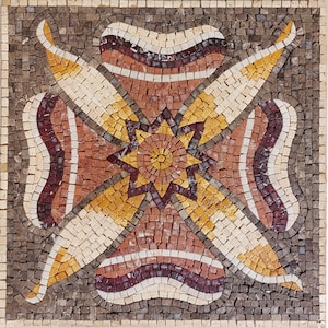 Handmade Marble Mosaic Tile: Floral Medallion, Indoor/Outdoor Backsplash (20x20)