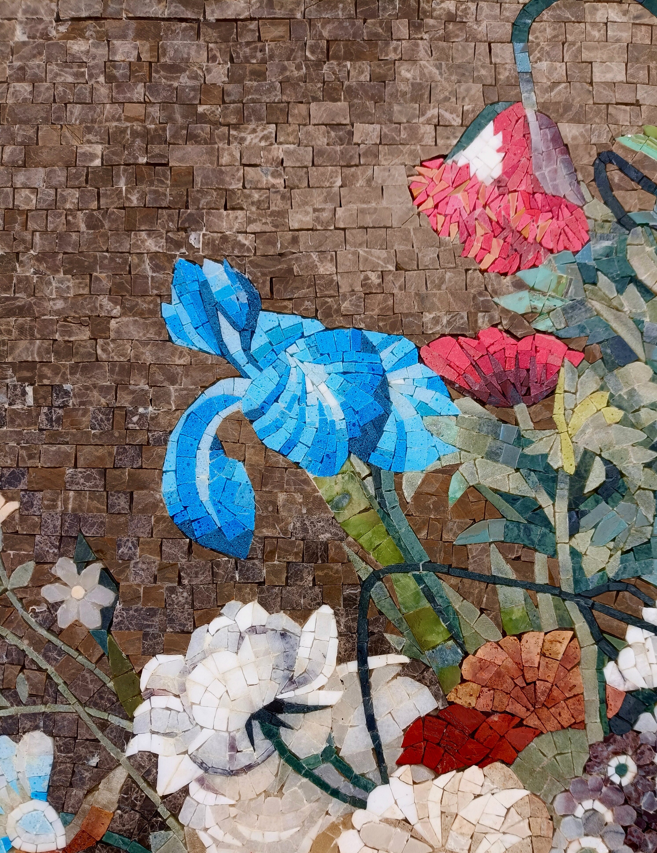 Handmade Marble Mosaic Art: Flowers in Urn - Wall Decor - Etsy