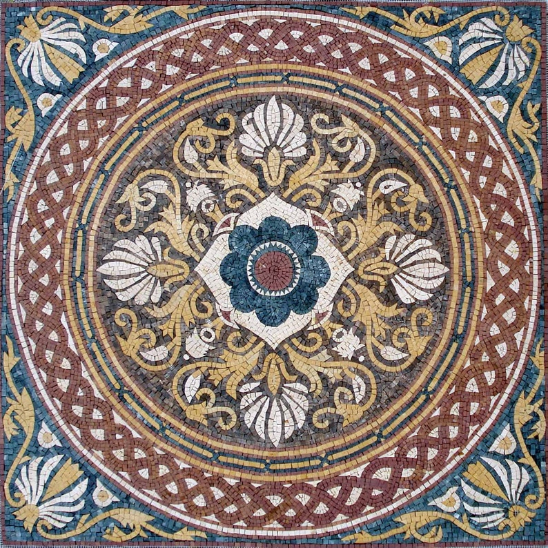 48 Handmade Geometrical Marble Mosaic Inlay Art Stone Tile Decor Etsy