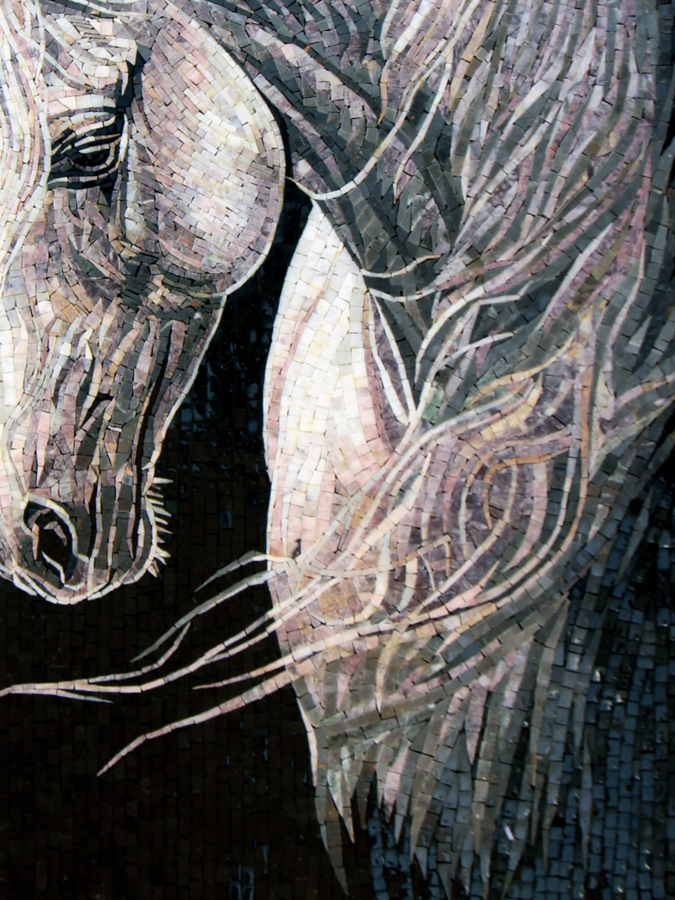 Mural de mosaico de retrato de caballo hecho a mano: decoración de ...