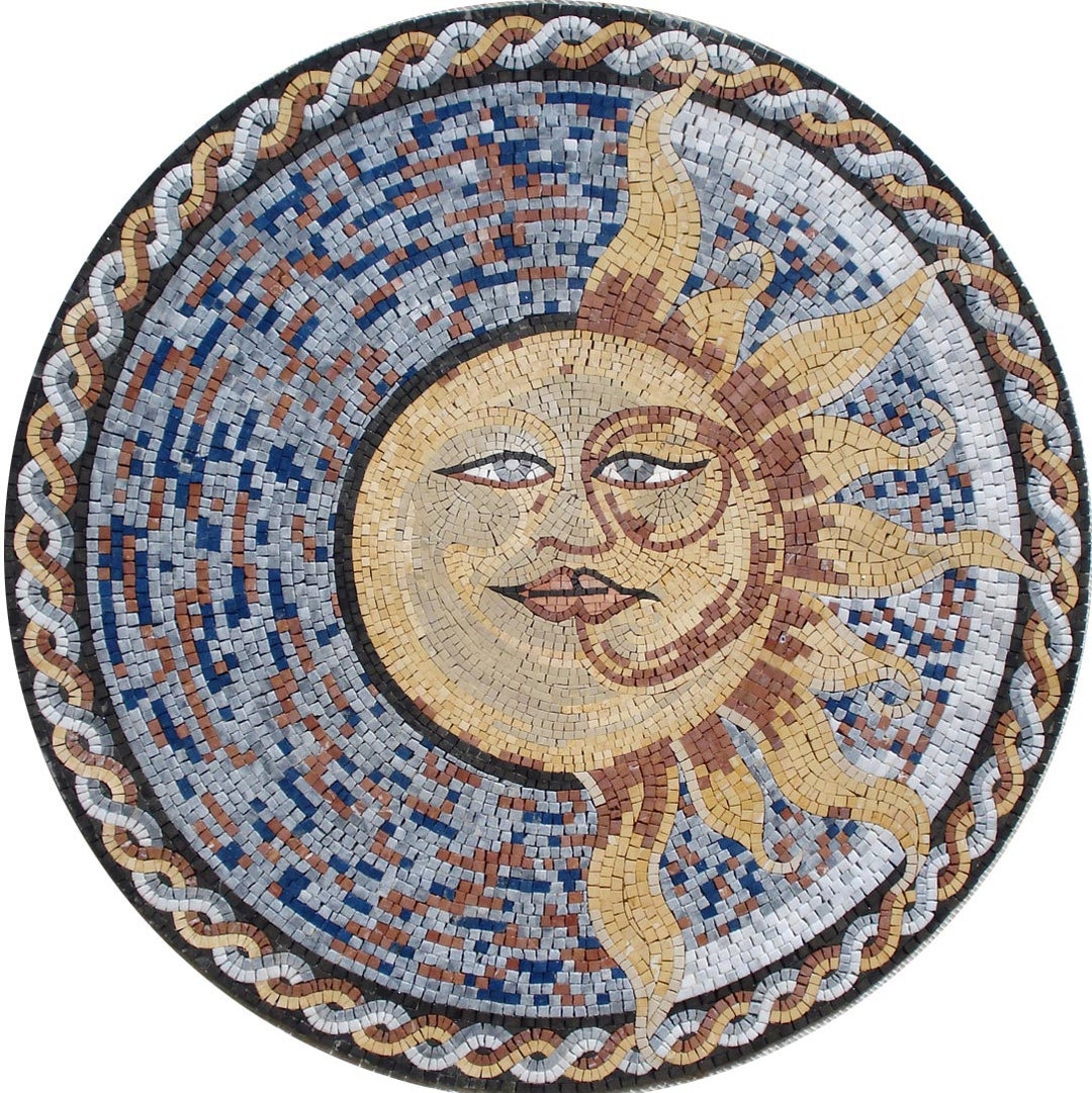 Handmade Marble Mosaic Art Tile: 40-inch Half Moon Face Medallion - Etsy