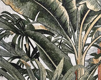BANANA TREE MOSAIC Tiles | Palm And Banana Trees Scenery Pattern Tiles For Living Room Walls | Tiles For Interior And Outdoor Entry Walls