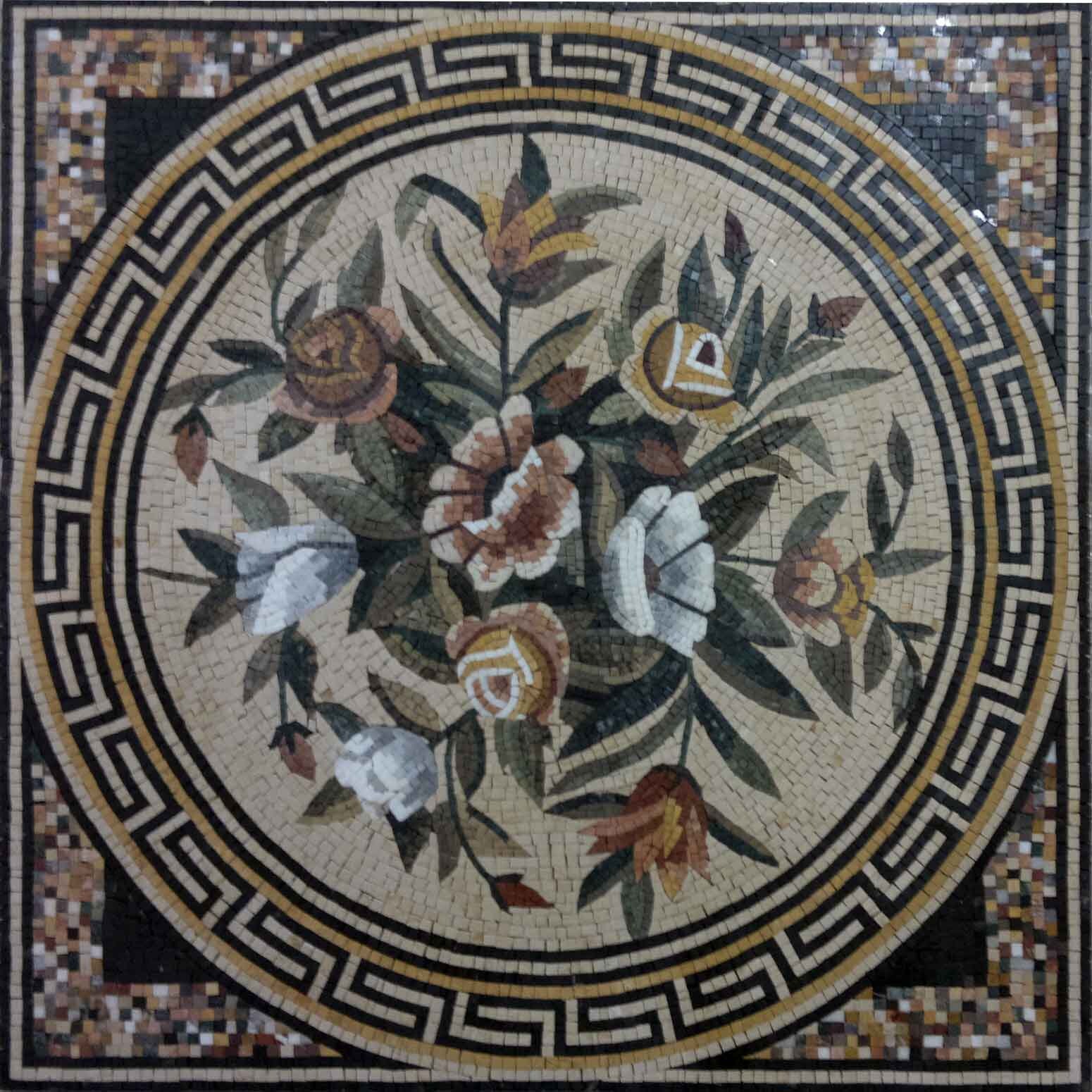 Handmade Marble Mosaic Tile Art: Flowers & Vine, 48" Wall Decor - Etsy