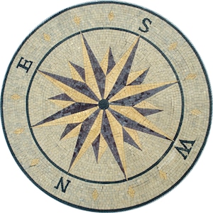 Nautical Elegance - Artwork Mosaic Medallion - Compass Rose Marble Mosaic Medallion Flooring Tile Arts - Customization available