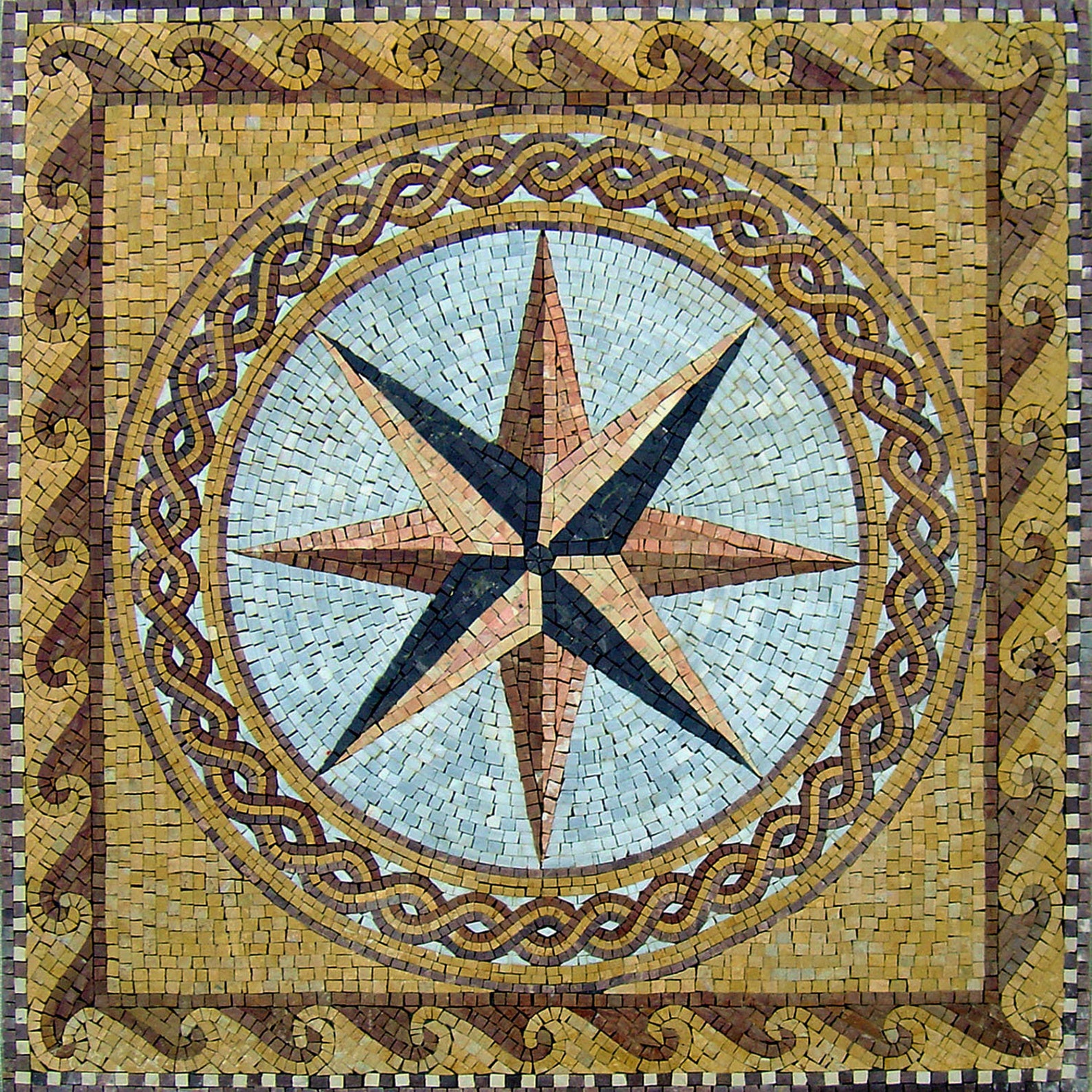 40" Compass Rose Mosaic Tile Backsplash: Nautical Home Decor - Etsy