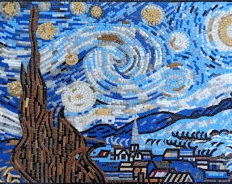 ヴァン ゴッホの壁画 | 星空の複製メダリオン モザイク アート
