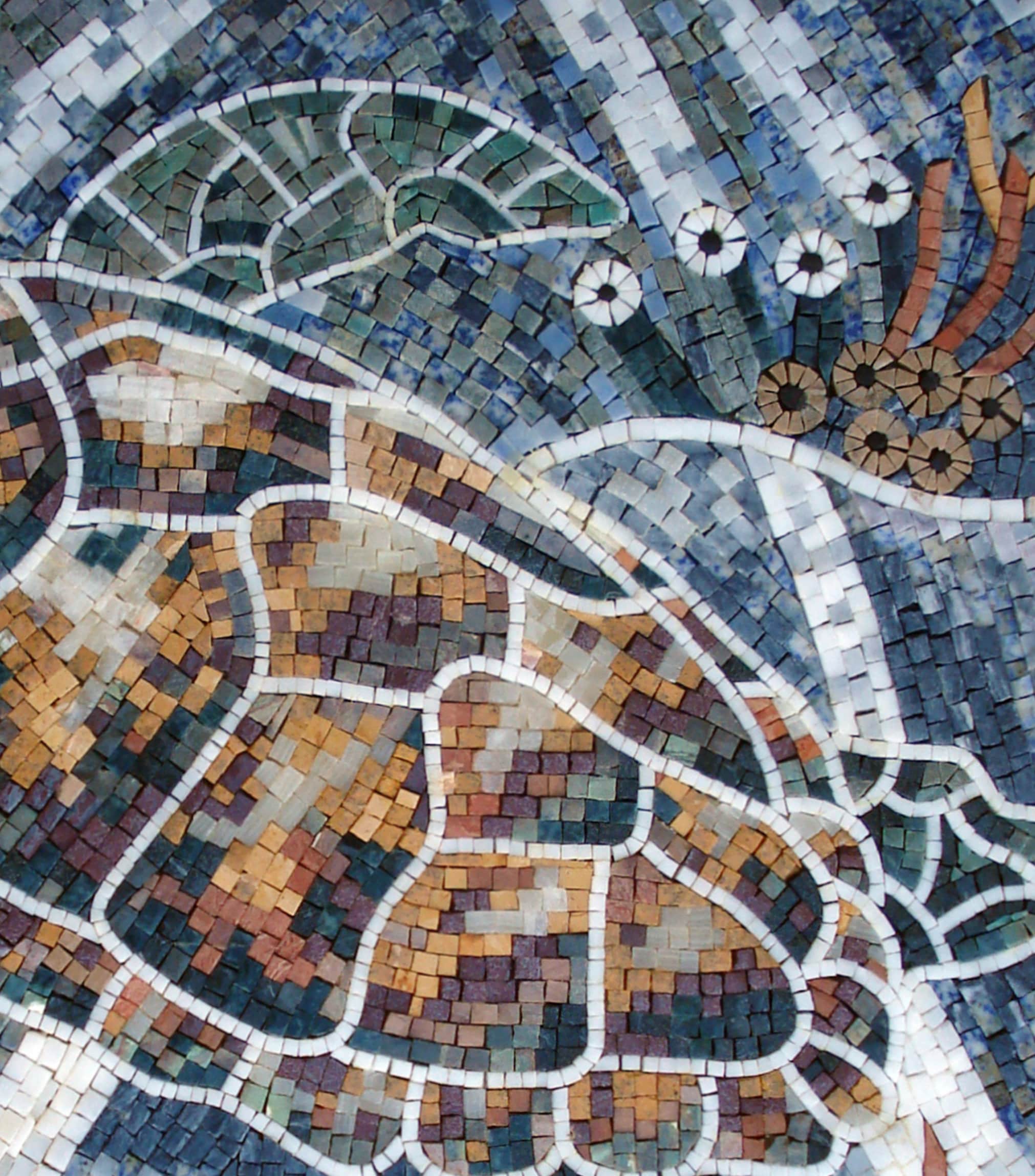 ウミガメのモザイクタイルアート：手作り大理石の壁飾り（32