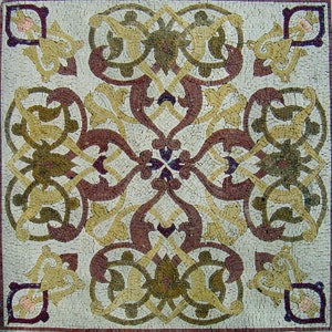 40" Marble Mosaic Floor Tile: Geometric Floral Art