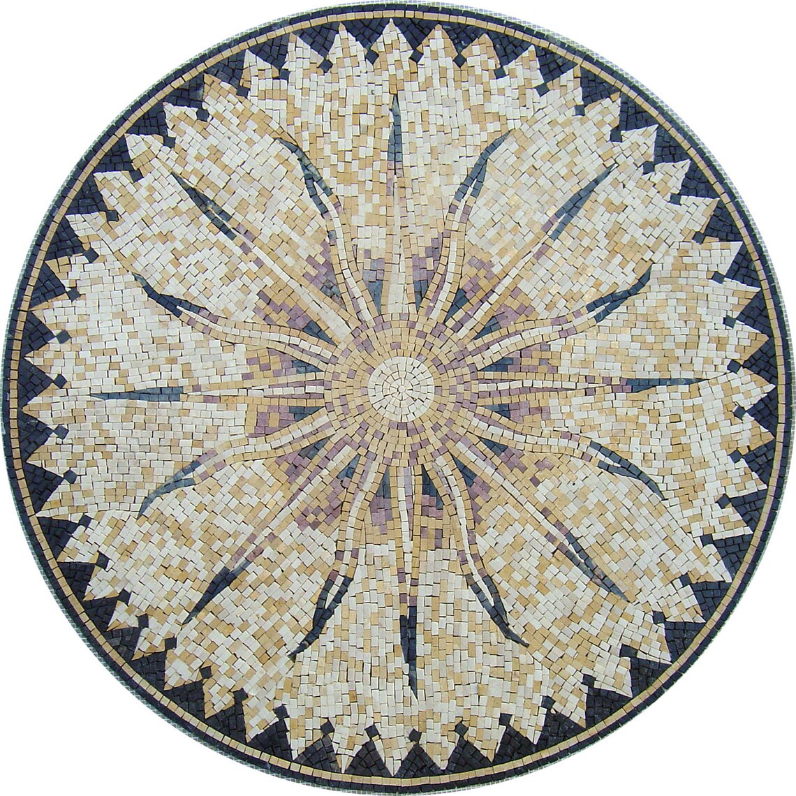 Radiant Sunburst - Handcrafted Sun Marble Mosaic Art Tile for ...