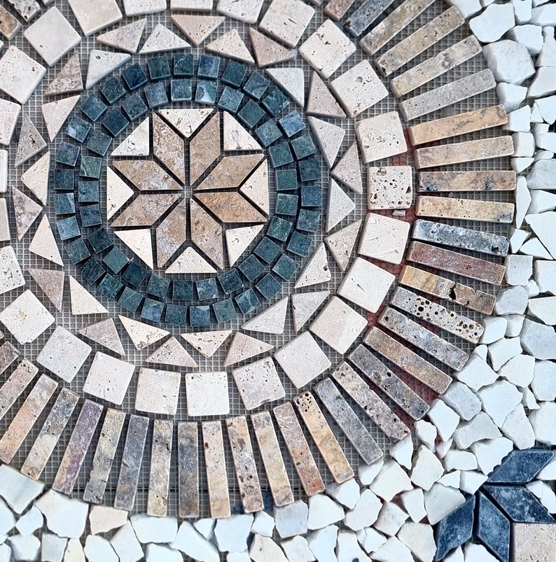 Floral Marble Mosaic Art: Tropical Stone Medallion (24"x24") - Etsy