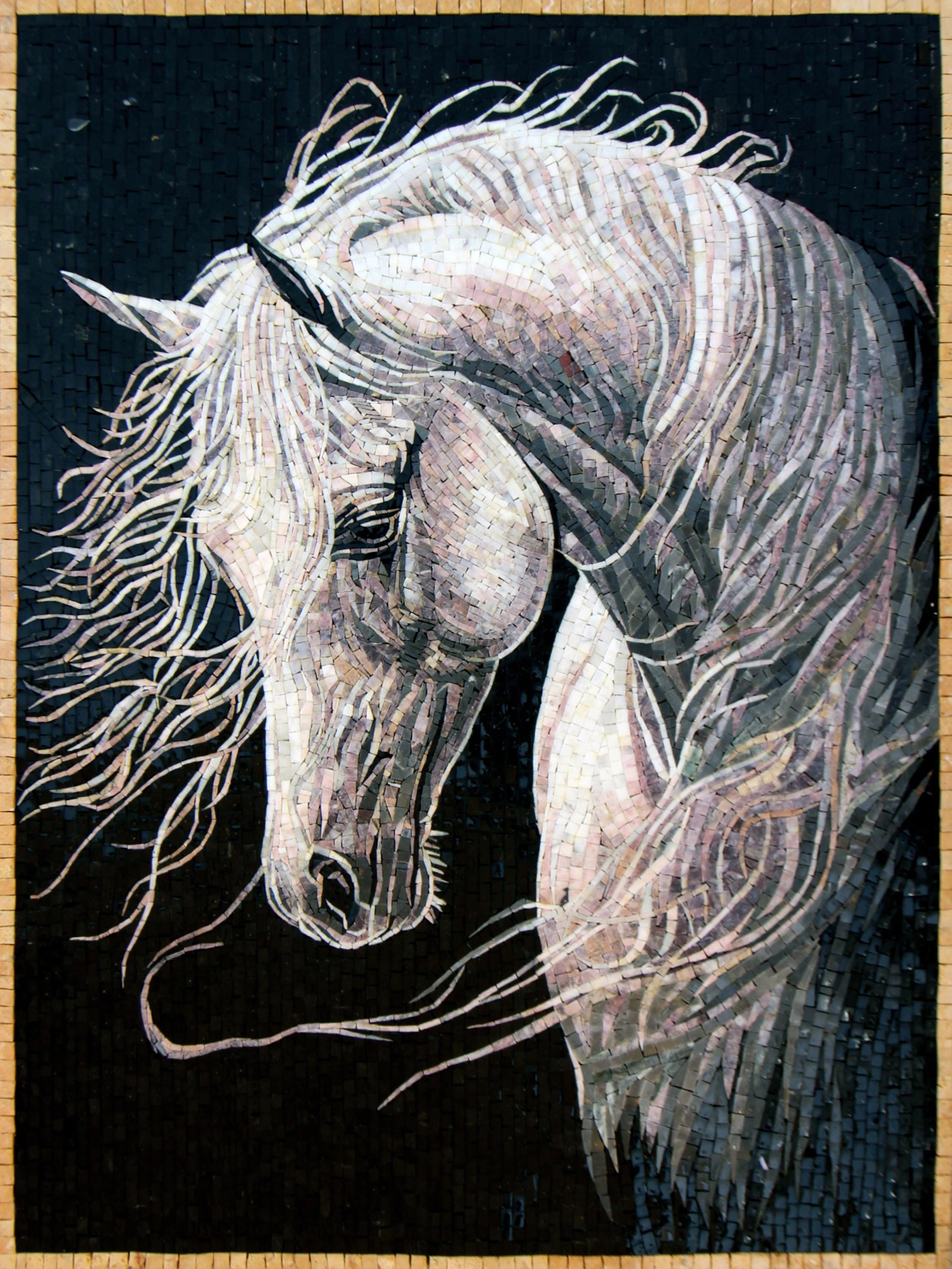 Mural de mosaico de retrato de caballo hecho a mano: decoración de ...