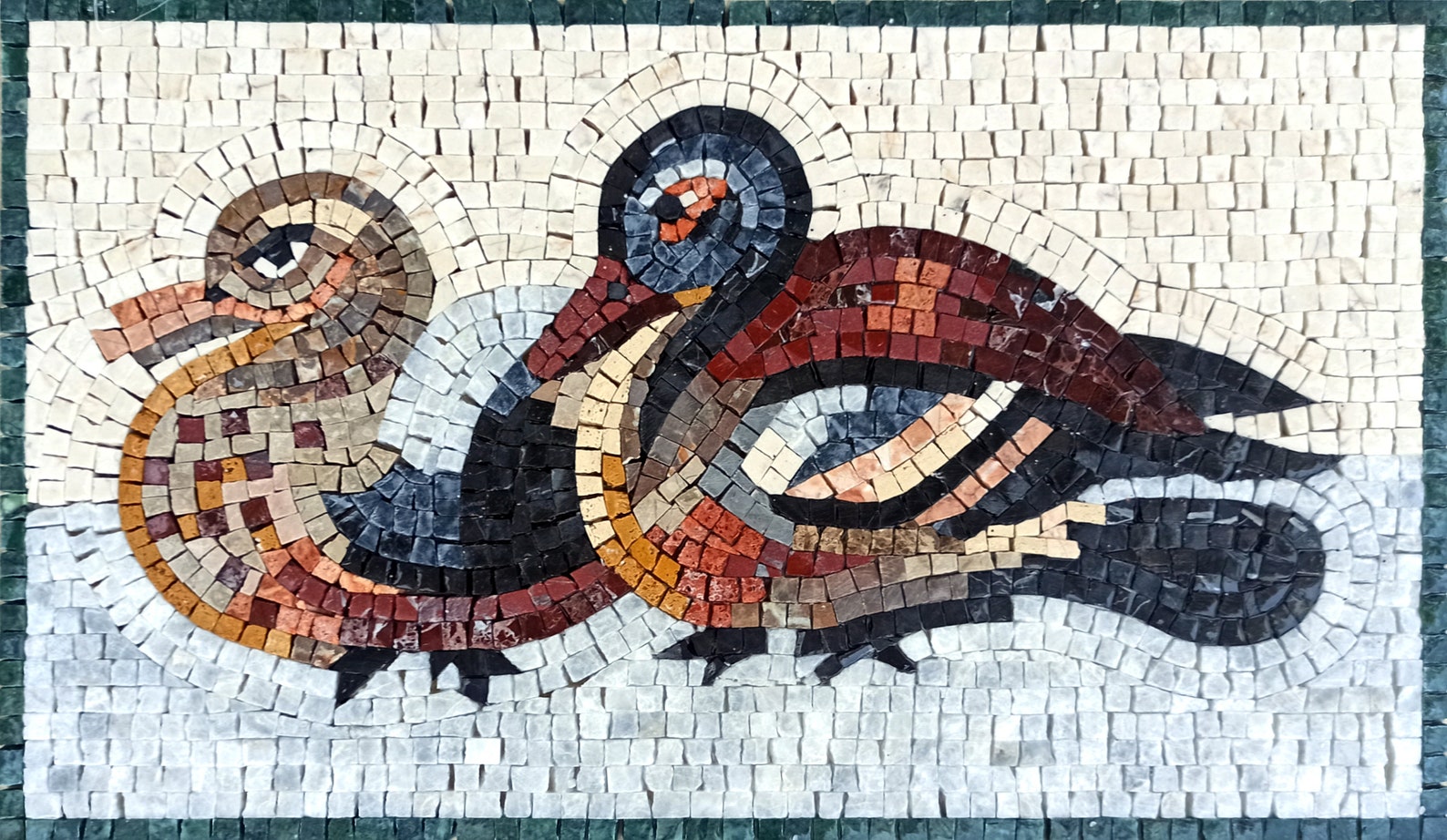 Duck Mosaic Tile Art | Handmade Marble Animal Wall Decor (24