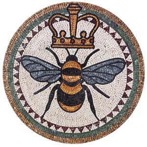 USA-baserat | 81 cm Queen Bee marmormosaikmedaljong | Handgjort stengolvinlägg | Lyxig entrédekor | Skräddarsydd turkisk kakelkonst