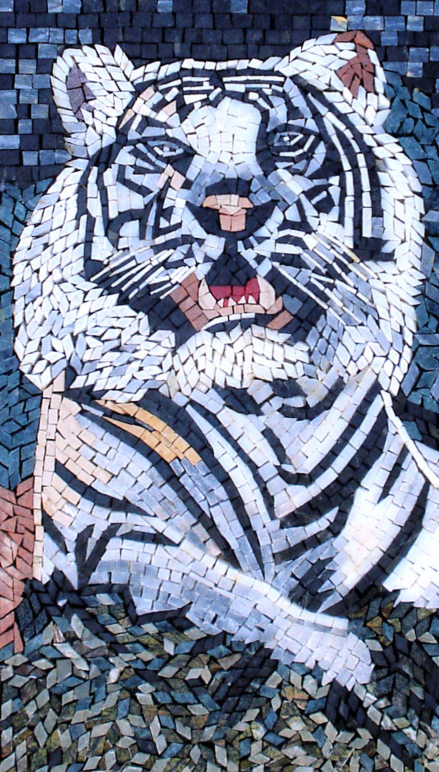 Tiger Design Mosaic Marble Stone Art Home Decor