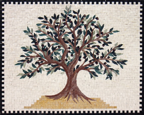 オリーブの木のバックスプラッシュ大理石モザイクタイル。カスタマイズ