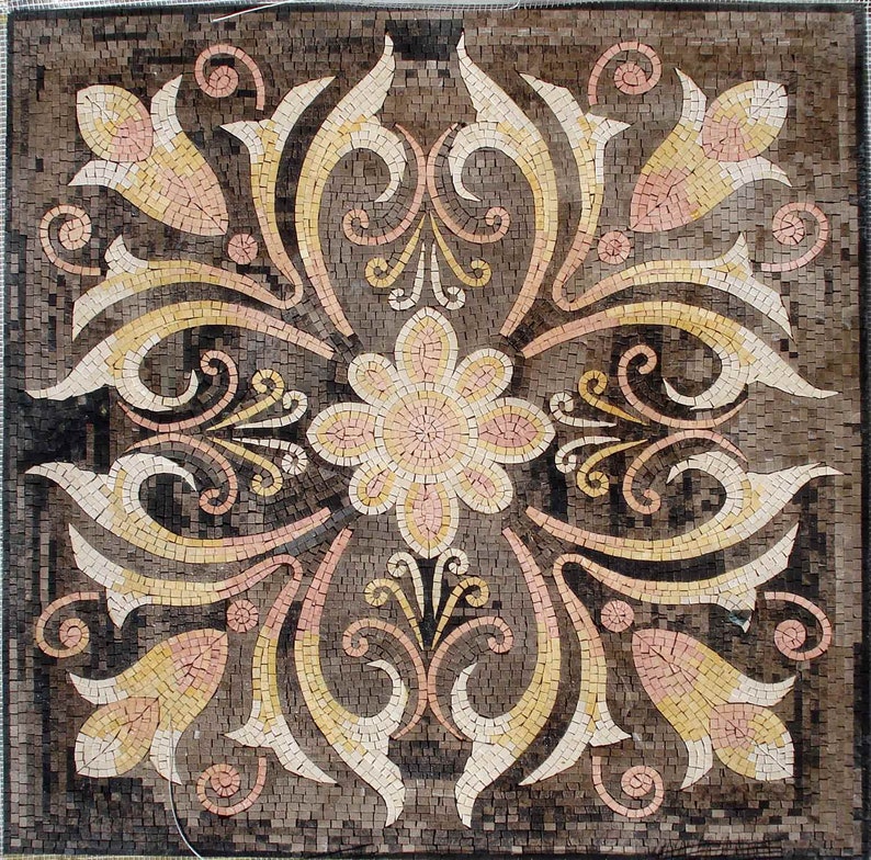 32 Handmade Geometrical Marble Mosaic Inlay Art Stone Tile Decor Etsy