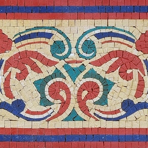40&quot;x10&quot; Bathroom Mosaic Border Tile – Custom Handmade Marble Accent Strip, Decorative Wall & Floor Trim, Customization available