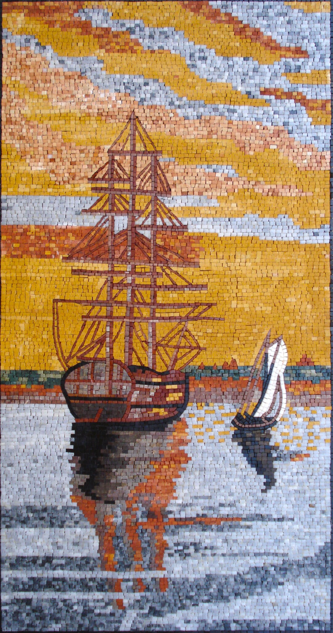 SHIP BOAT ART Sailing Wall Art Sunset Scene Art Sunset Boating Coastal