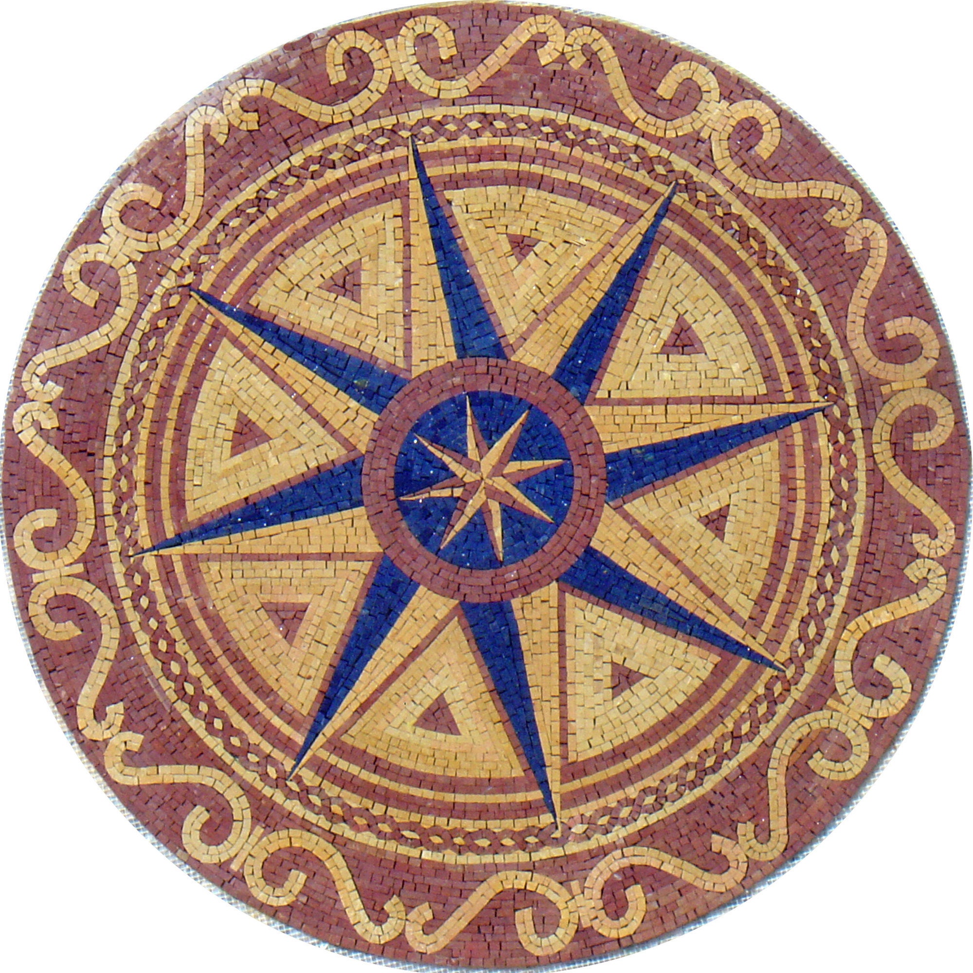 Artisan Craft Handmade Compass Rose Nautical Marble Mosaic Medallion Flooring Tiles - Customization Available