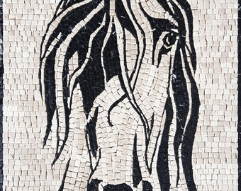 PFERD SKETCHKASCHEN | Tier Skizze Mosaik Wandbilder Für Wohnzimmer Wände | Pferd Skizze Wand Kunst Fliesen für Innenraum Wände Dekor