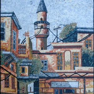 MOSCHEE MOSAIK FLIESEN |Damaskus Altstadt Landschaft Muster Fliesen für Wohnzimmer Wände | Fliesen für Innen- und Außenwand