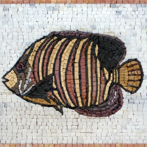 FISH MOSAIC BACKSPLASH| Fish Design Murals For Living Room Walls | Fish Artwork Tiles For Interior Rooms Wall Décor And House Warming Gift