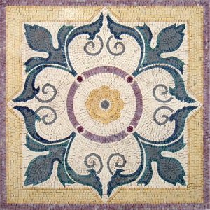 Handmade Floral Marble Mosaic Medallion Backsplash - 40” Square