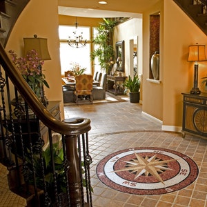 Nautical Elegance: Handmade Compass Rose Backsplash Marble Mosaic ...