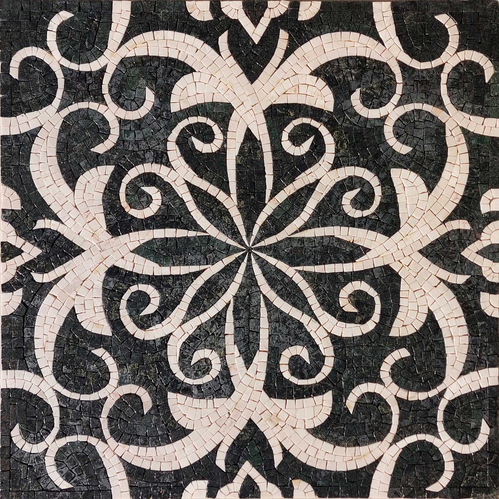 24’’ GEOMETRICAL MOSAIC TILES | Square Inlay Mosaic Tiles For New Home Hallway Entry | Mosaic Tile Murals For Home Flooring