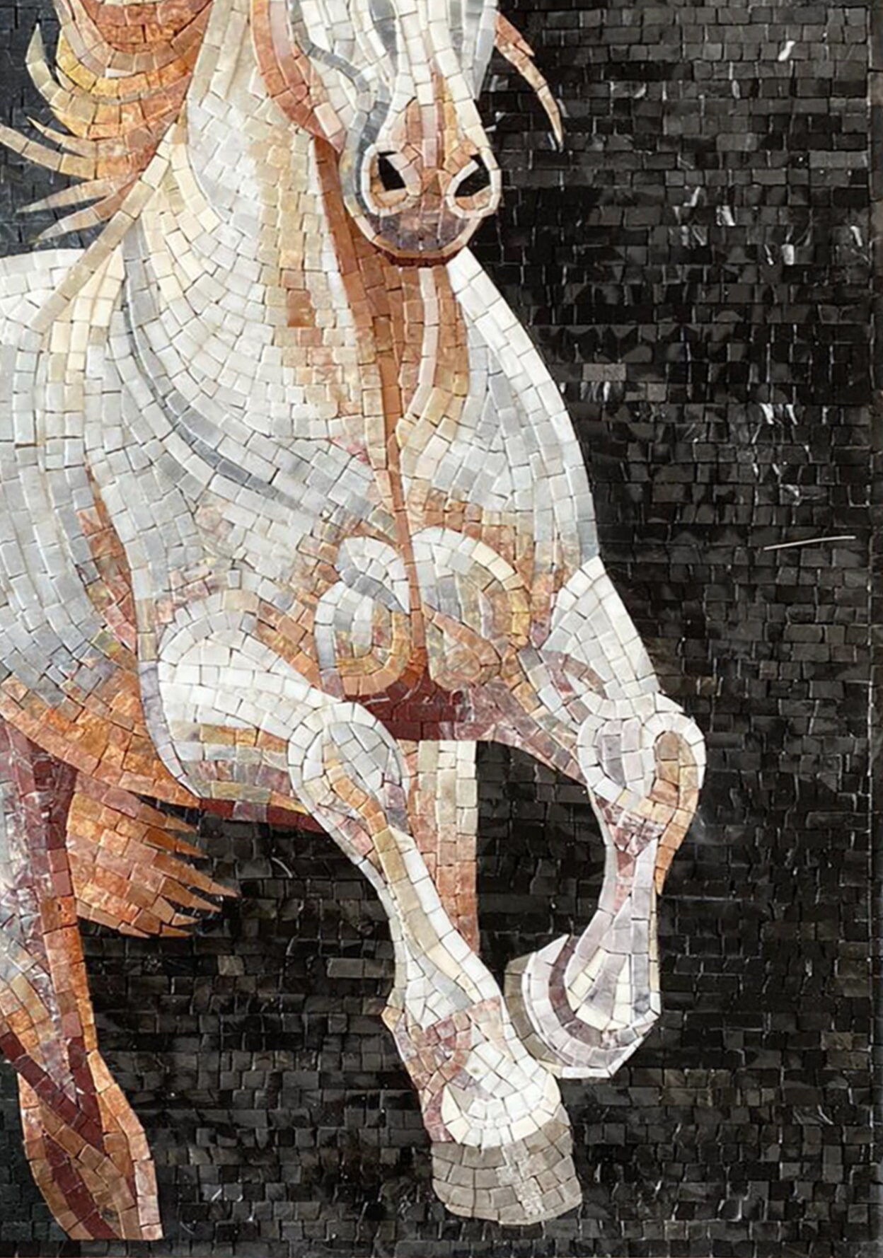 手作りの大理石の馬のモザイクタイルアート：走る牡馬の肖像 - Etsy 日本