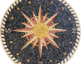 COMPASS MOSAIC TILES | Round Shape Flooring Mosaic Tiles For Home Decor | Indoor And Outdoor Tiles For New Home Hallway Entry