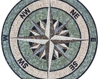 NAUTICAL COMPASS MURALS | Round Shape Flooring Mosaic Tiles For Home Decor | Indoor And Outdoor Tiles For New Home Hallway Entry