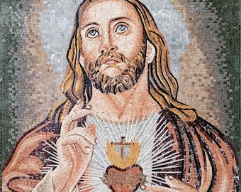 RELIGIOUS MOSAIC TILES | Jesus Mosaic Art Tiles For Christians | Christ Faith Artwork Murals For New Home And Church Walls Décor