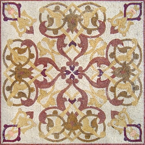 Handmade Floral Marble Mosaic Tile: 40" Elegant Medallion